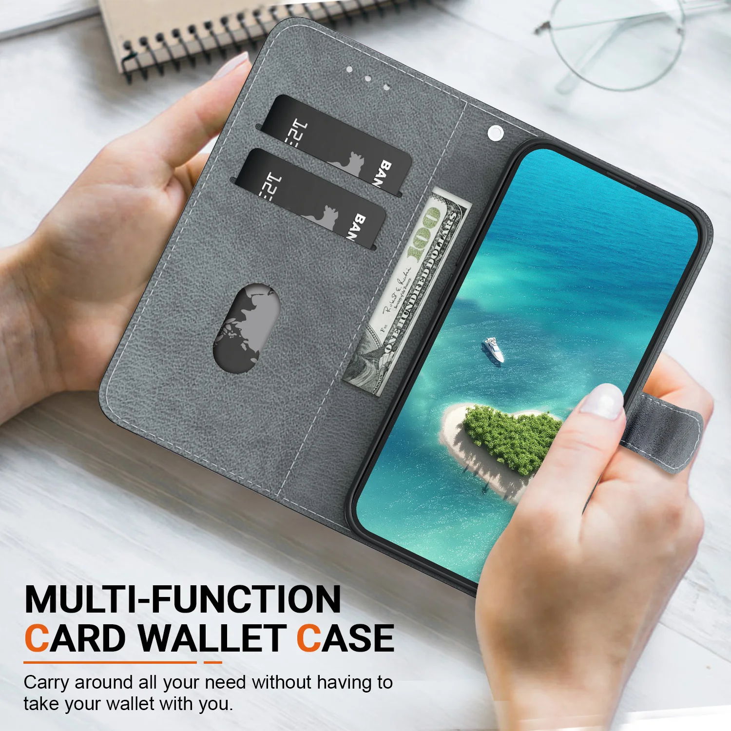 Luxurious Magnetic Leather Flip Wallet Phone Case Cover