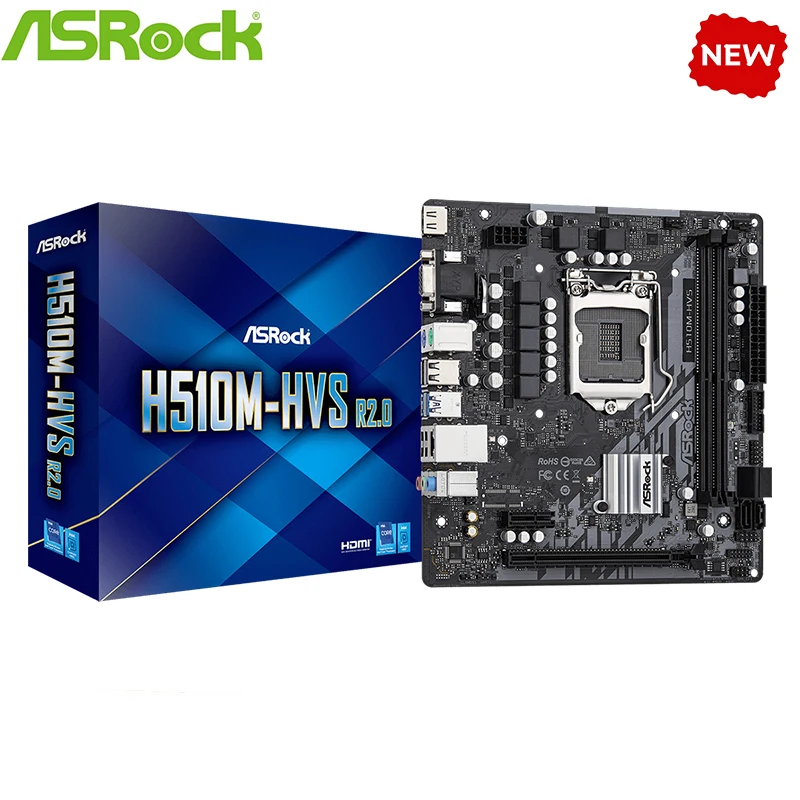 Scheda Madre H510 Nuova Per Presa Scheda Madre Asrock H510M-Hvs R2.0 Lga1200 Ddr4 Supporto Scheda Madre Desktop 11400 10100F