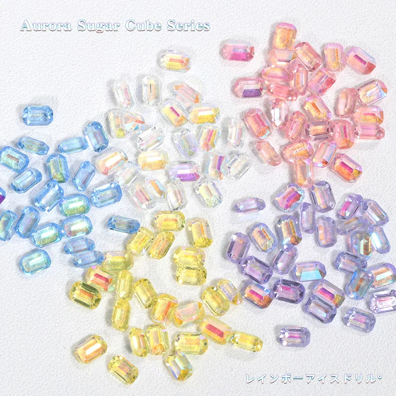 

4x6mm 50pcs Aurora Resin Fancy Stone Nail Art Beads Shiny Diy Jewelry Stickers Clear Beads Mixed Color Rhinestone Nail Charms
