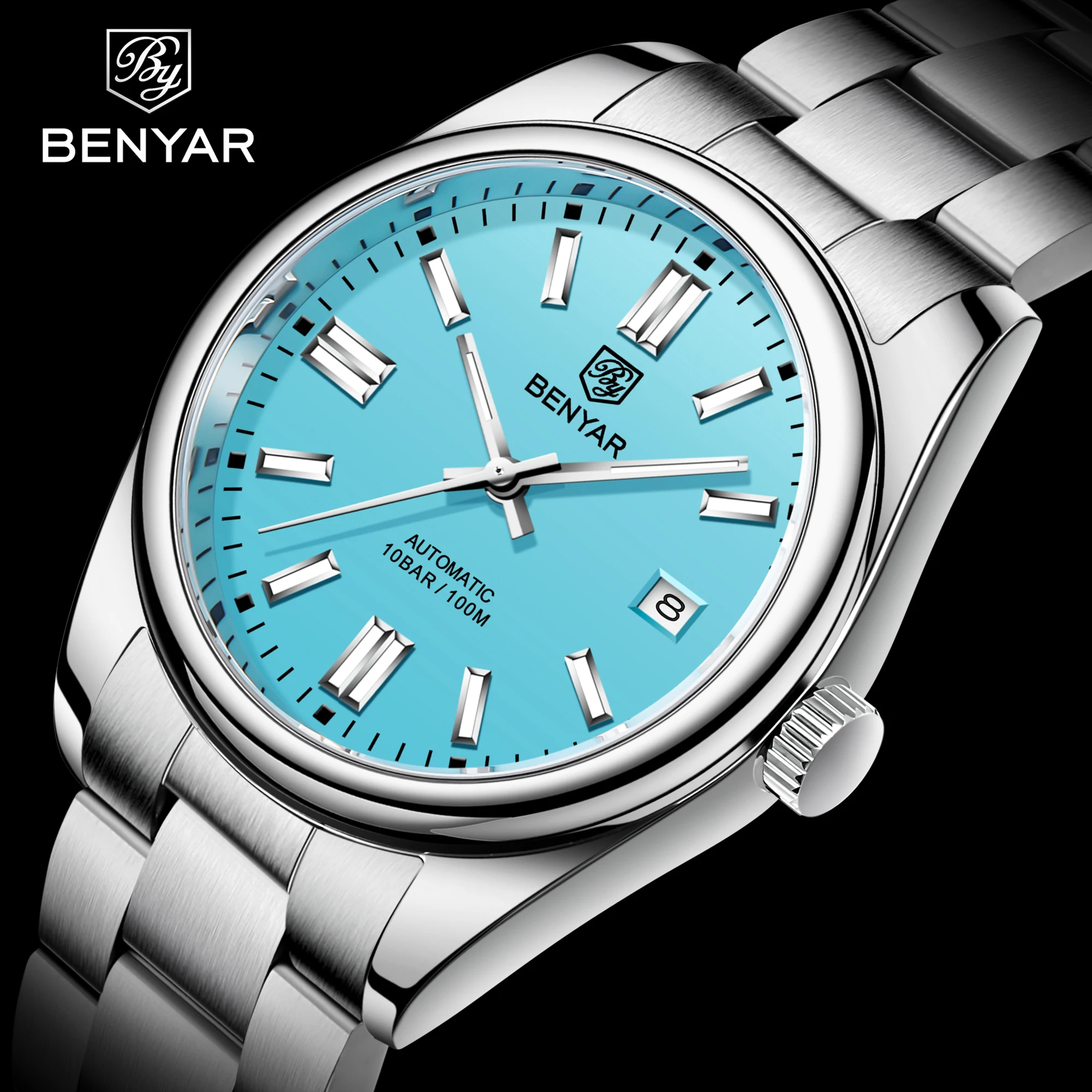 BENYAR Men Luxury Mechanical Wristwatches 10Bar Waterproof Automatic Stainless Steel Sports Diving Watch Mechanical Watch Diver Watch