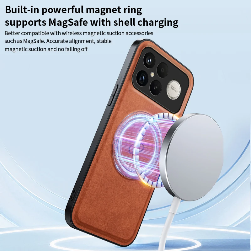 Magnetic Wireless Charging PU Leather Protective Case - Hard Back Shell Cover