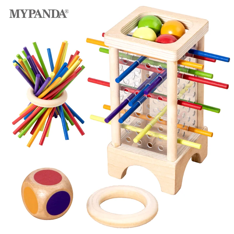 Montessori Game Wooden Board Game 30 Colorful Wooden Sticks Dice Game Math Educational Toy Fine Motor Skills & Counting Toy