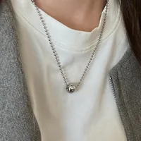 Personality Design Silver Color Stainless Steel Beaded Ball Pendant Necklace for Women Double Layer Hip Hop Rock Chokers Jewelry - Image 4