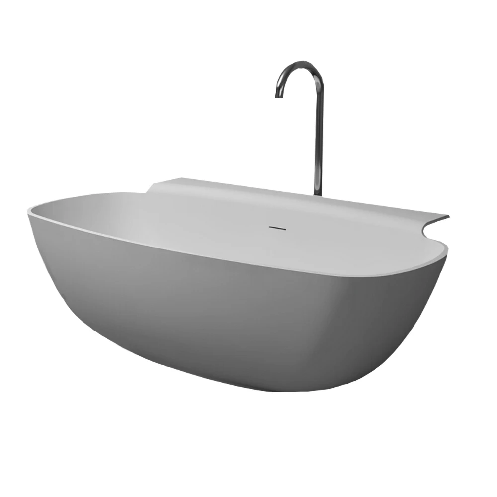 1580X820X600mm Solid Surface Stone Acrylic Bathtub Freestanding Floor Mounted Integrated Corian Tub WD021