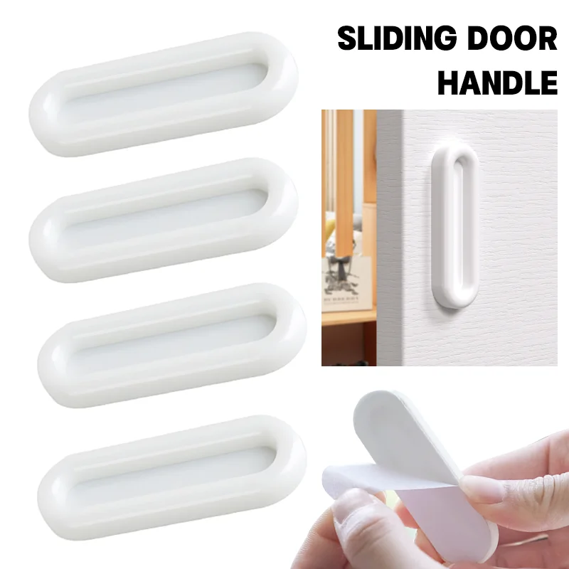 Self Adhesive Door Handle Cabinet Drawer Window Knobs Drawer Handles Sliding Door Handles Punch Free Sliding 1/2/3pcs