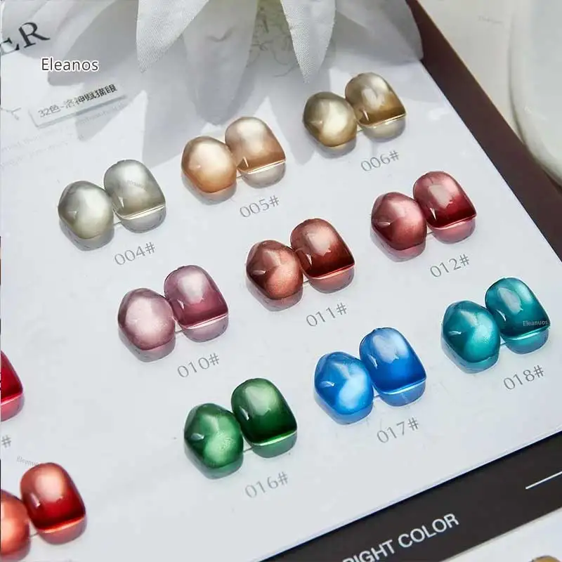 Eleanos High End 32PCS 9D Laser Magnetic Gel Nail Polish Set With Color Card Luxury Cat Eye Gel SoakOff UV LED Nail Varnish 15ml 5