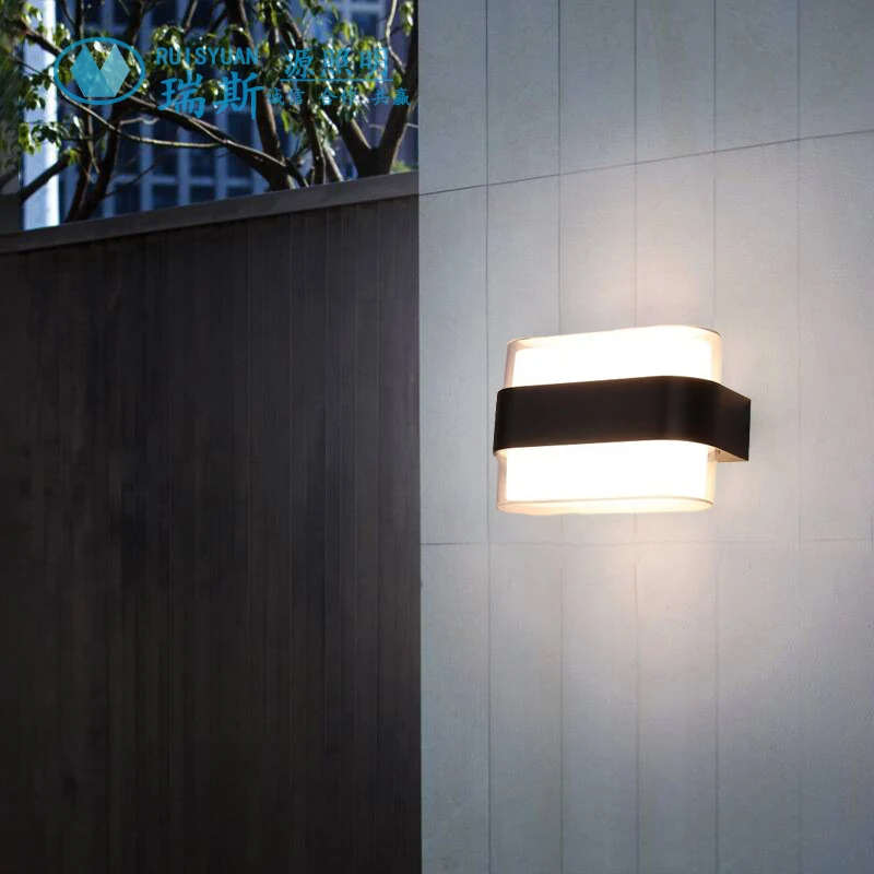 Outdoor LED Double Head Wall Lamp Waterproof Acrylic Square Wall Lamp Stair Aisle Simple Waterproof