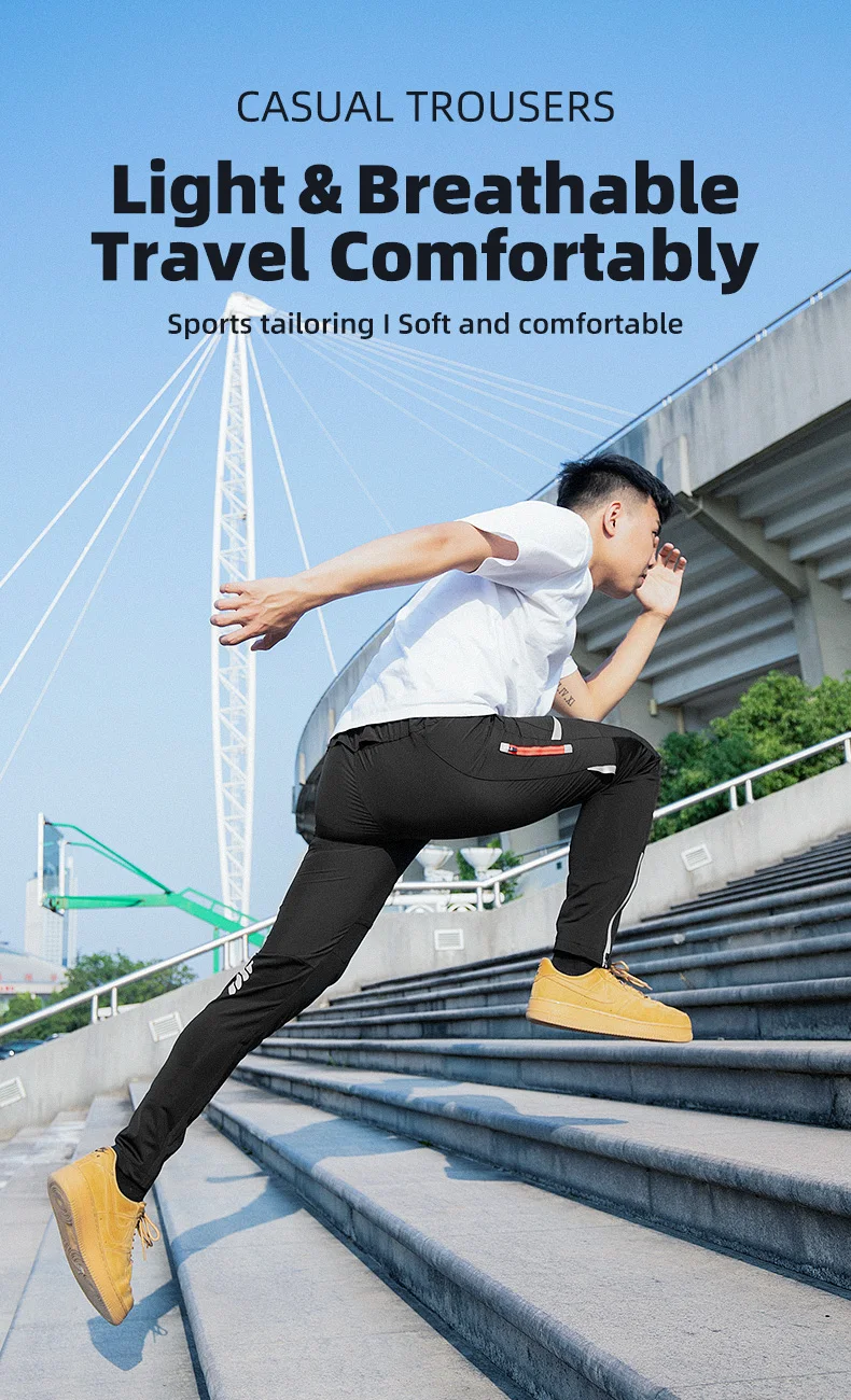 ROCKBROS Spring Autumn Cycling Pants Lightweight High Elastic Trousers Breathable Full Length Pants Men Outdoor Sports Pants