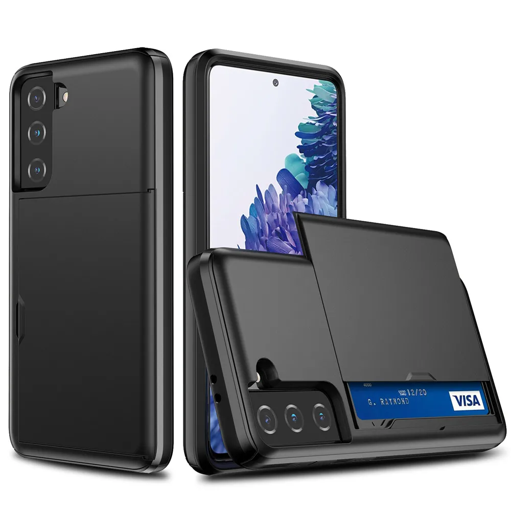 Hybrid Tough Slide Wallet Card Armor Case - Enhanced Protection and Functionality