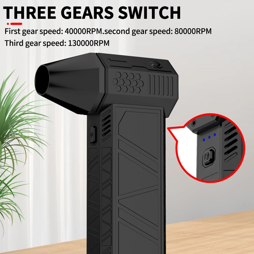 X3 Mini Turbo Jet Fan Electric Air Duster with 3 Gear Adjustable 130000RPM Wind Speed 52m/s Car Computer Cleaning Blower Tool
