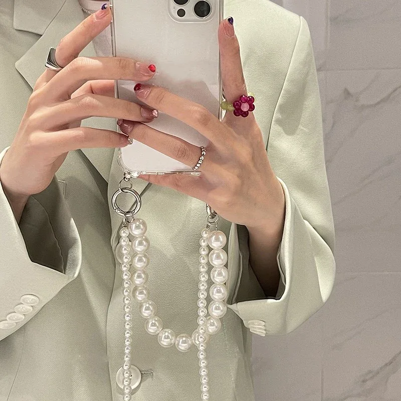 Pearl Chain Crossbody Necklace Lanyard Phone Case
