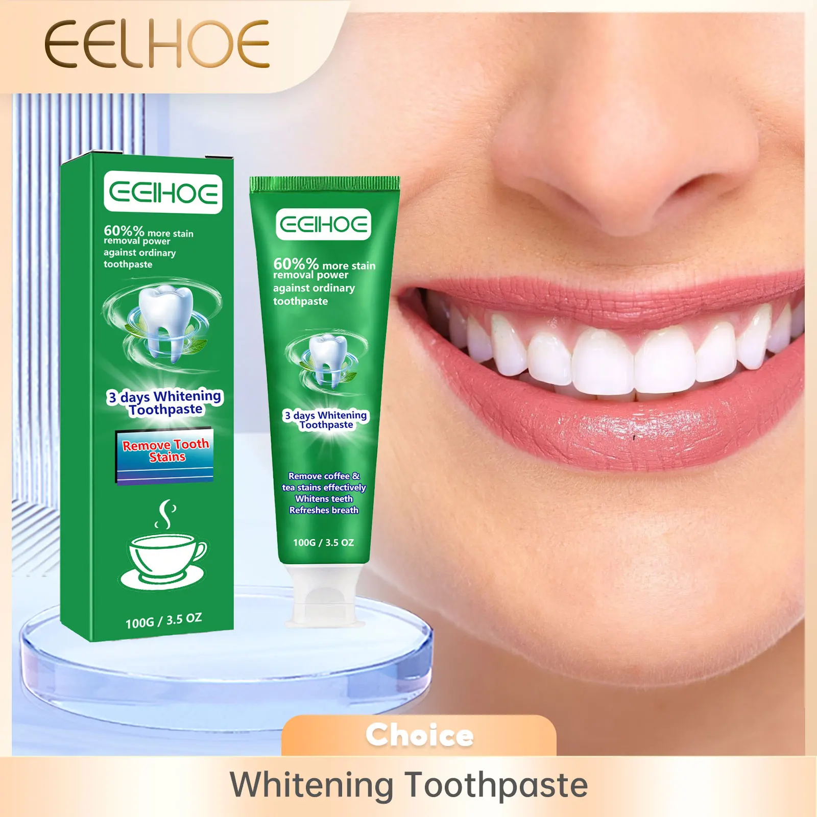 EELHOE Teeth Cleaning Effective Whitening Toothpaste Yellow Teeth Removing Plaque Tooth Stain Dental Cleansing Fresh Breath Care