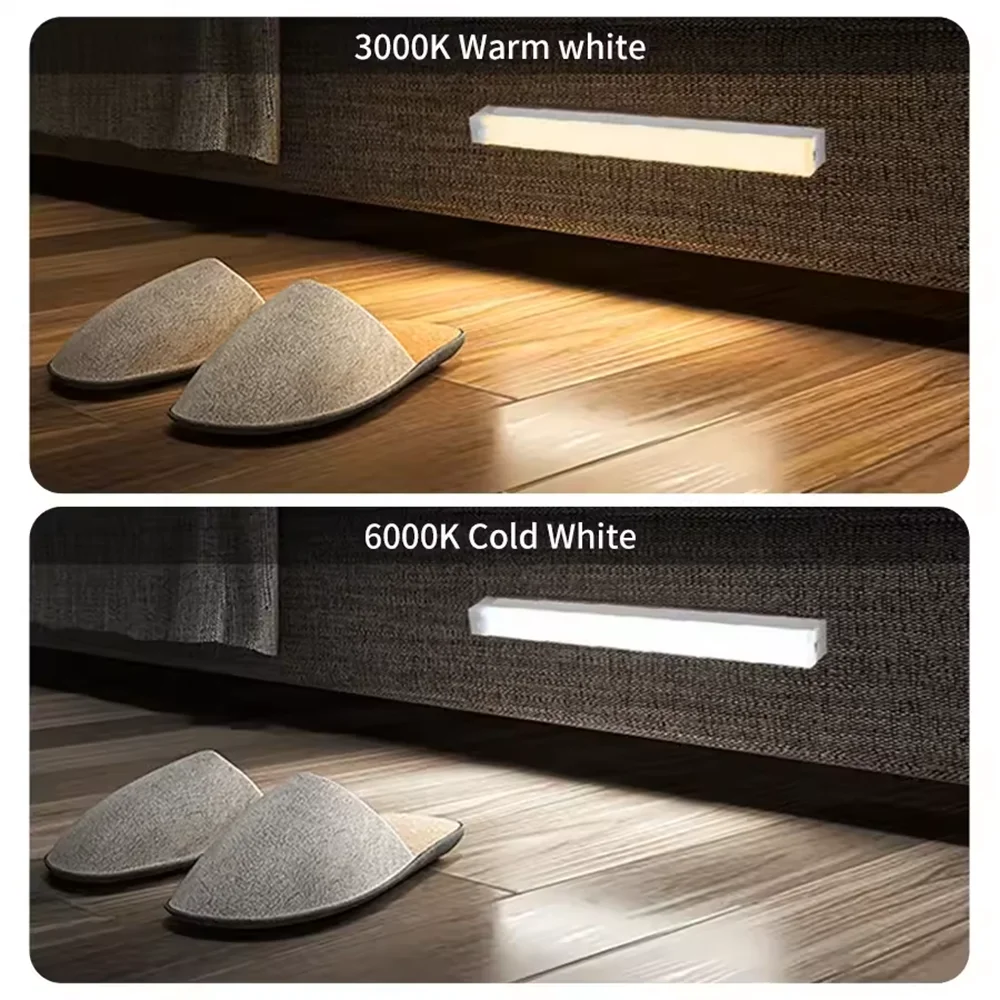 LED Light Rechargeable Motion Sensor Bar Human Infared Induction Night Portable Kitchen Cabinet 10/20/30/50cm