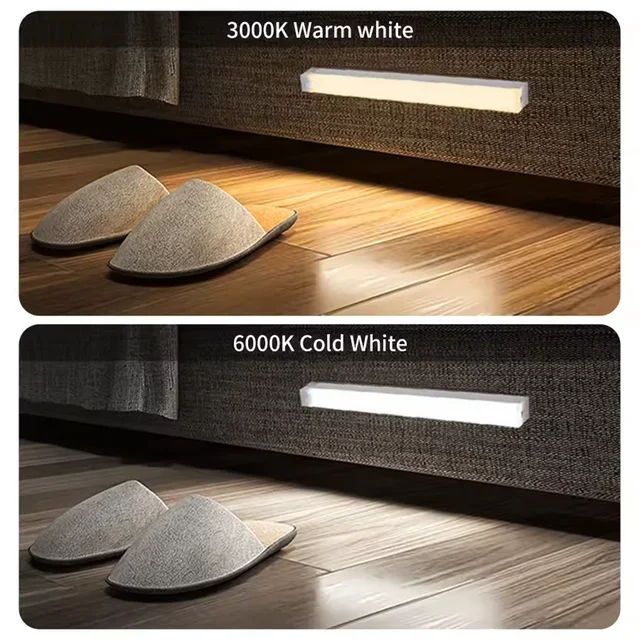 Barre lumineuse LED avec détecteur de mouvement Rechargeable, veilleuse à Induction infrarouge humaine, Portable, pour armoire de cuisine, 10/20/30/50cm 2