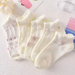 5Pairs Women Socks Short Boat Invisiable Chaussette Femme Skarpety Cotton Ankle Meias Sock Female Breathable Calcetines Mujer