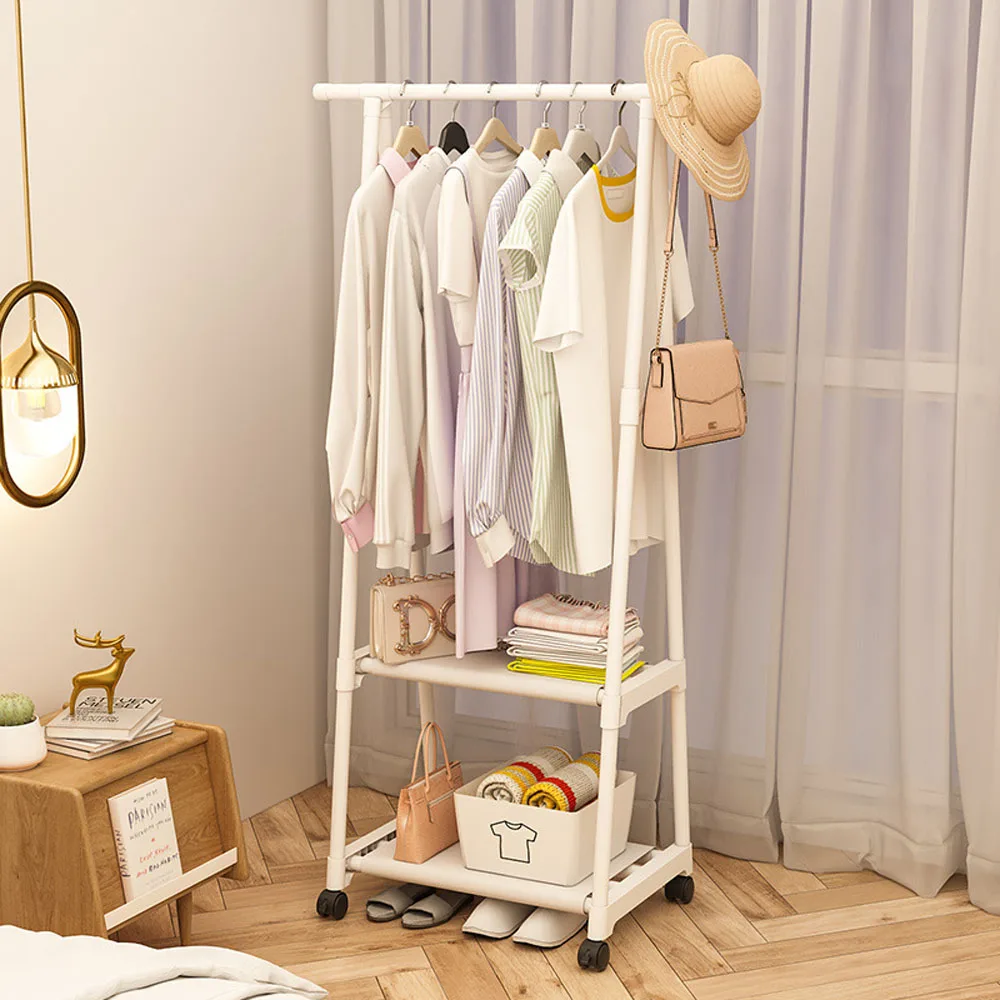 Clothes Rack Triangle Pulley With Wheels Hangers Floor-Standing Clothes Racks