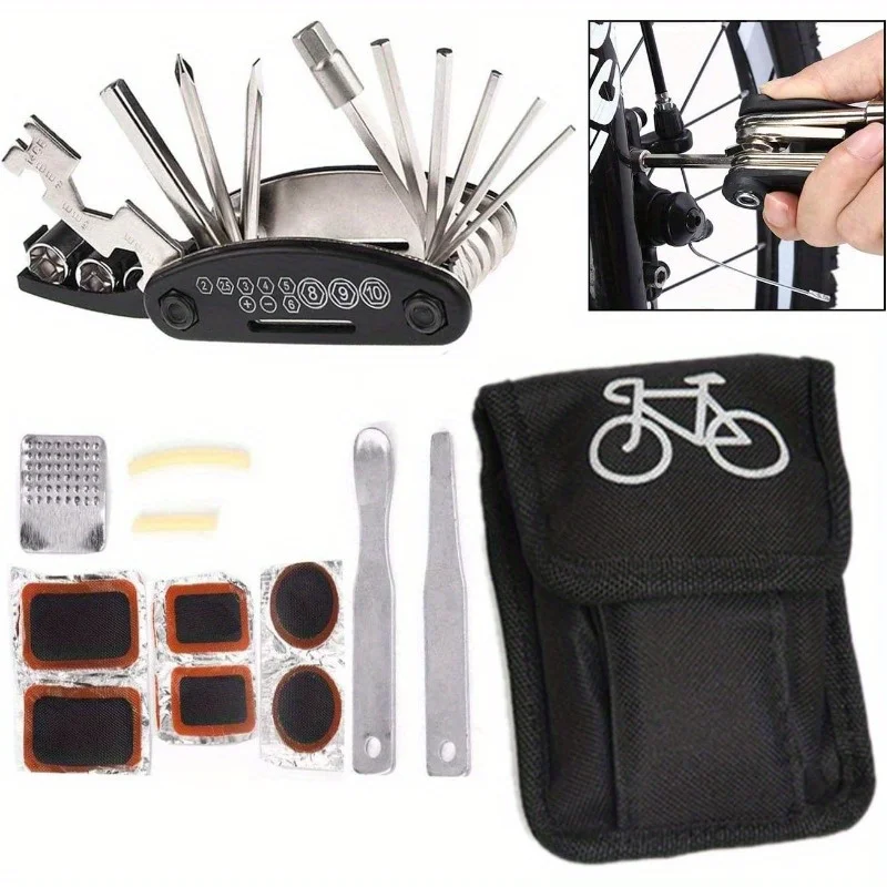 1 set 16-in-1Riding Equipment Portable Bicycle Repair and Repair Tools Mountain Bike Tool Kit Repair Repair Set, Bicycle Tools