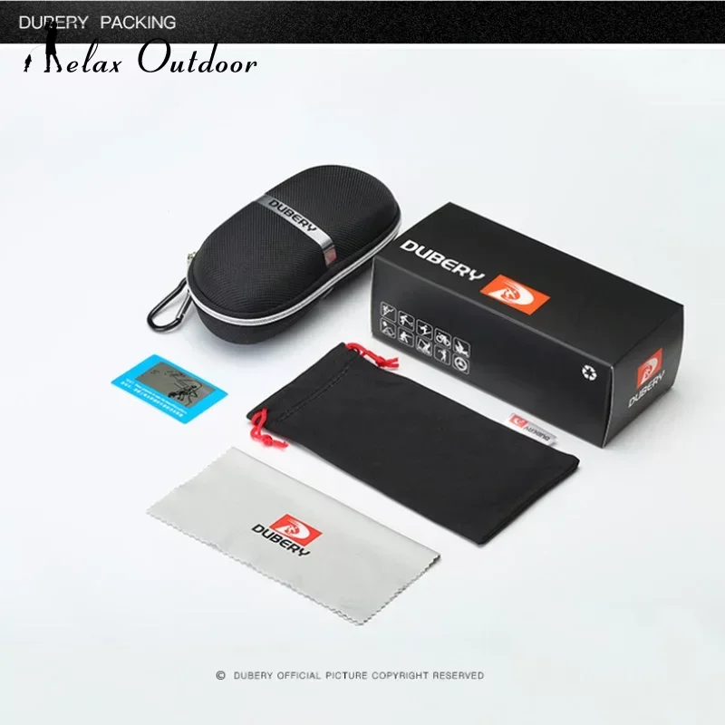 DUBERY Men and Women Sunglasses Case Glasses Cloth Polarization Test Card Brand Packaging Glasses Cloth Bag Black Zipper Box