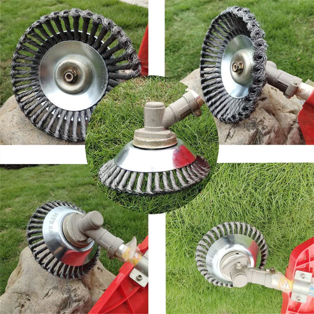 6 Inch Steel Wire Wheel Brush Disc Weed Brush Cutter Head Garden Weed Lawn Mower Universal Grass Trimmer Heads Cutter Tool grass trimmer head brush cutter accessories