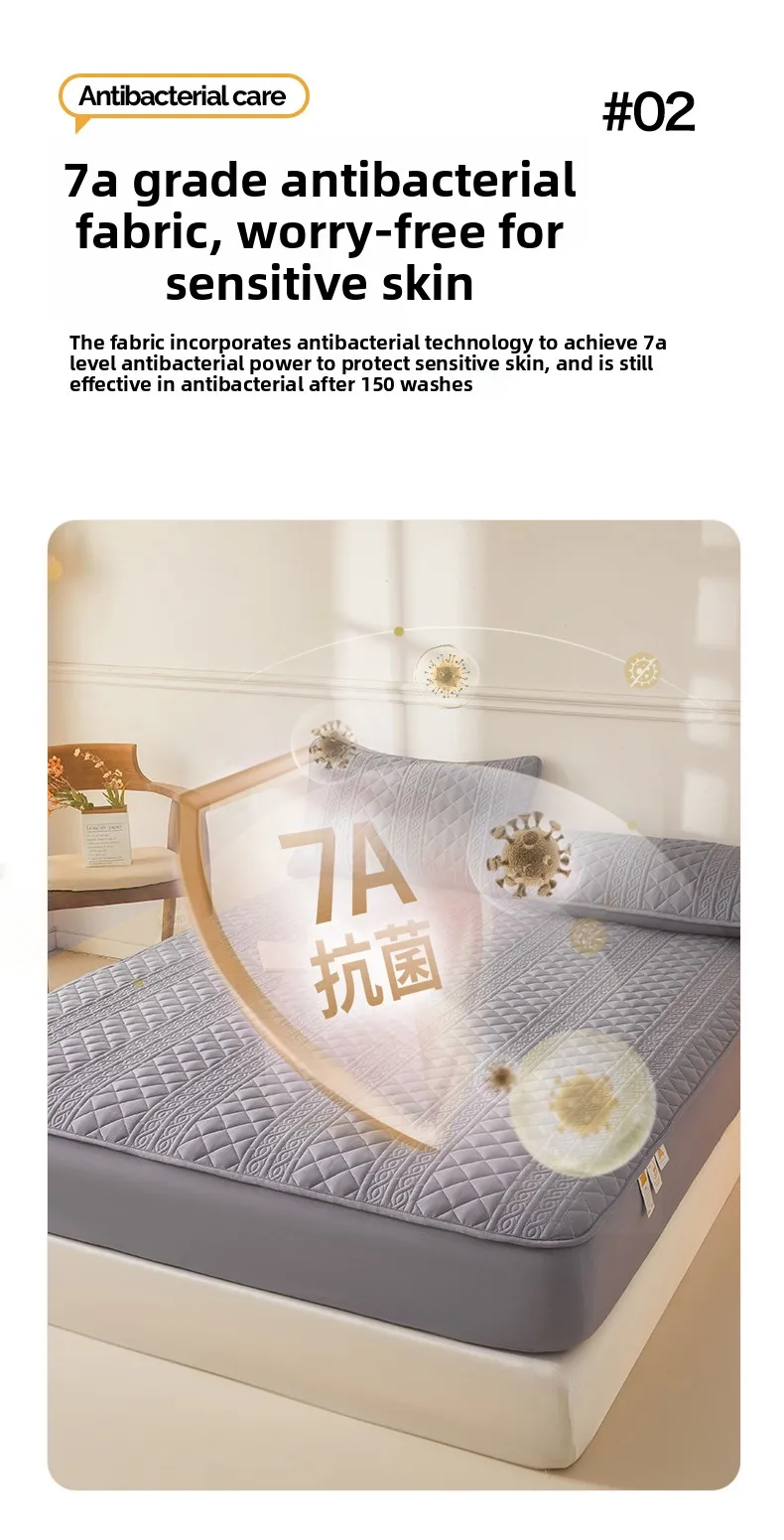 Wasserdichter Matratzenschoner Anti-Milben Anti-Bakteriell 30cm Tiefe Taschen Gesteppter Spannbettbezug für Einzel-, Doppel- und Kingsize-Betten – Detail 8