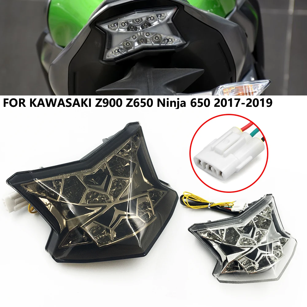 

Moto LED Taillight Brake Stop Tail Light Integrated Frosting Turn Signal Lamp For Kawasaki Ninja 650 Z650 Z900 2017 2018 2019