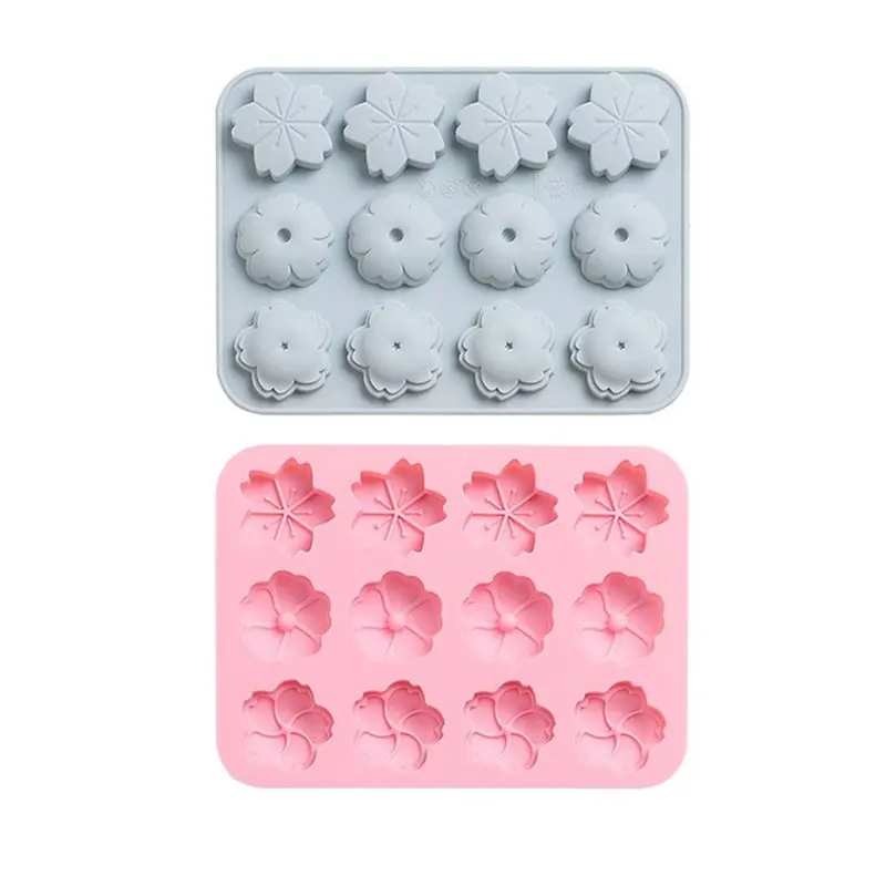 

12 Holes Flower Shaped Silicone Mold Fudge Frosting Pudding Cake Decorating Baking Tools DIY Chocolate Ice Cube Oven Molds