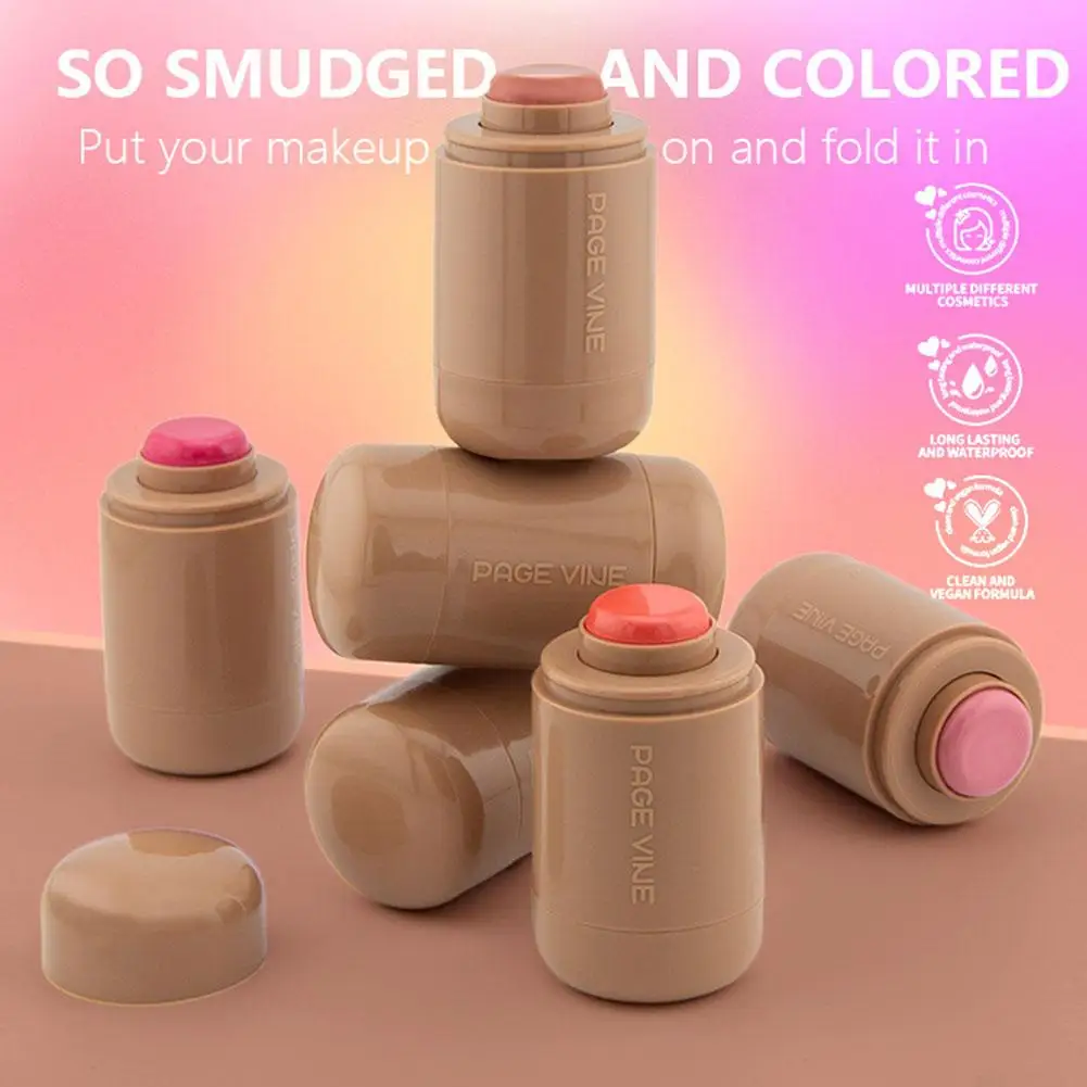3-in-1 Blush Stick Magic Cheek And Lip Tinted Pocket Size Moisturized Cream Blusher Silky Matte Finish
