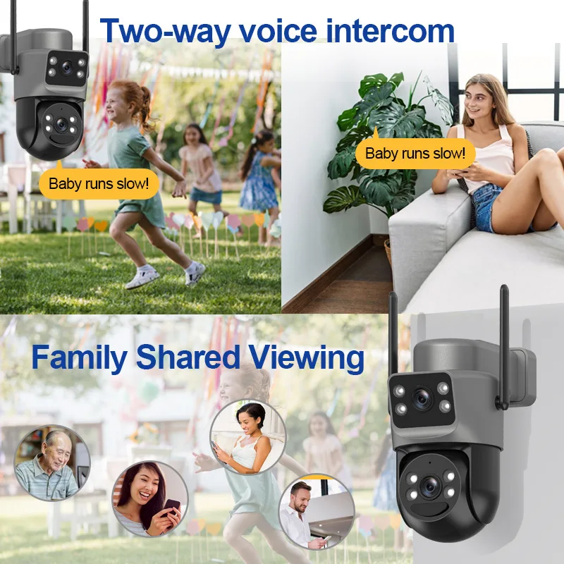 2.8'' 8MP 4G Sim Solar Camera Outdoor Dual Lens Wireless WIFI Surveillance IP Camera PIR Human Detection Solar Security CCTV Cam 4