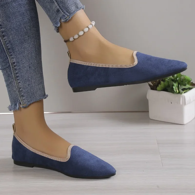 

2023 High Quality Ladies Shoes Slip on Women's Flats Spring and Autumn Pointed Toe Solid Shallow Mouth Concise Casual Flat Shoes