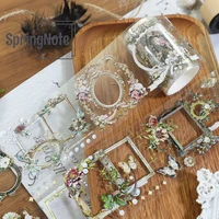2m/Roll Holographic Golden Foil Vintage Photo Frame PET Tape Flower Crystal Sticker Decorative Tape For DIY Scrapbooking Journal 2
