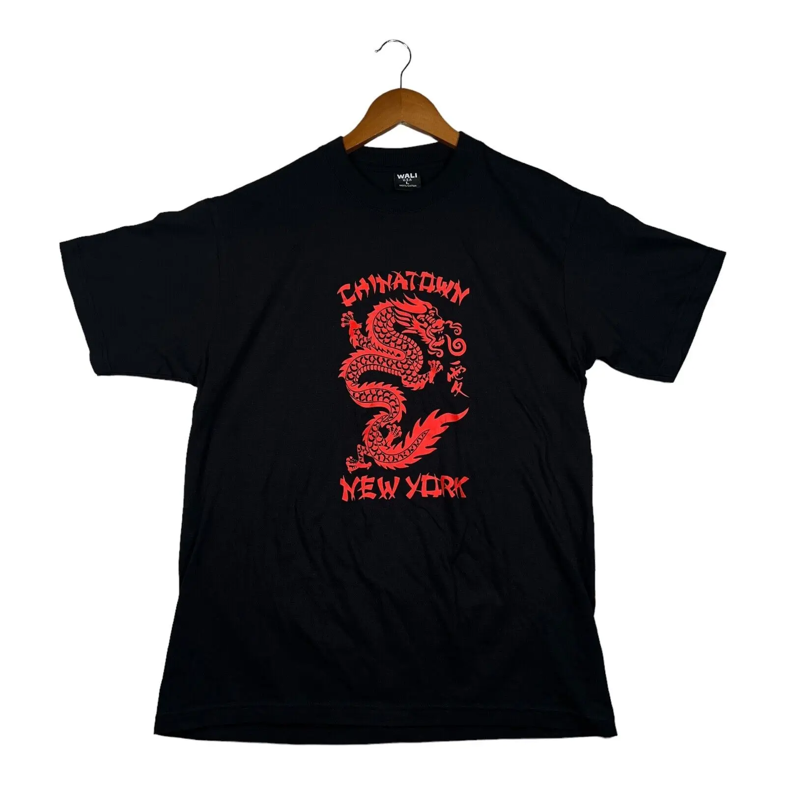 Футболка Chinatown с рисунком Нью-Йорка и красным драконом, дизайн WALI sz L, длинные или Короткие рукава