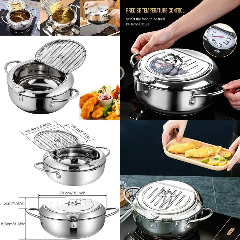 High Quality Japanese Style Nonstick Tempura Fryer Pan-Convenient, Efficient, and Versatile 20cm Size-Durable with Temperatu
