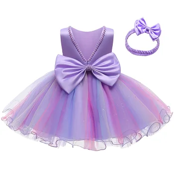 Abito da Battesimo per Neonata, Vestito da Principessa per Primo Compleanno, Matrimonio, Damigella, Cerimonia Formale per Bambina