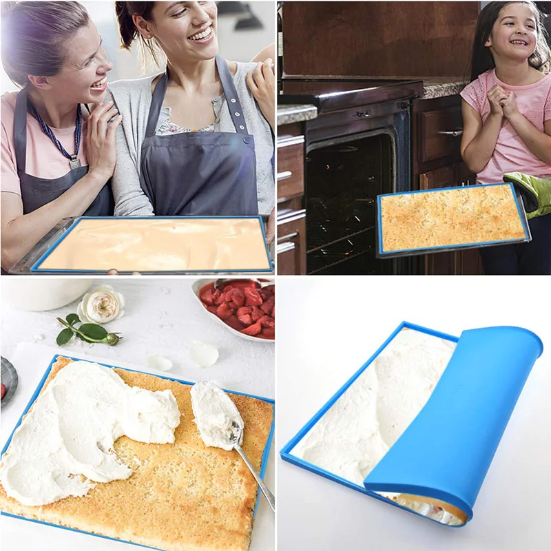 2pcs Swiss Roll Cake Silicone Tray Pan Baking Mat Jelly Pan Nonstick Baking Rug Mat Mould silicone baking mat silicone baking tray