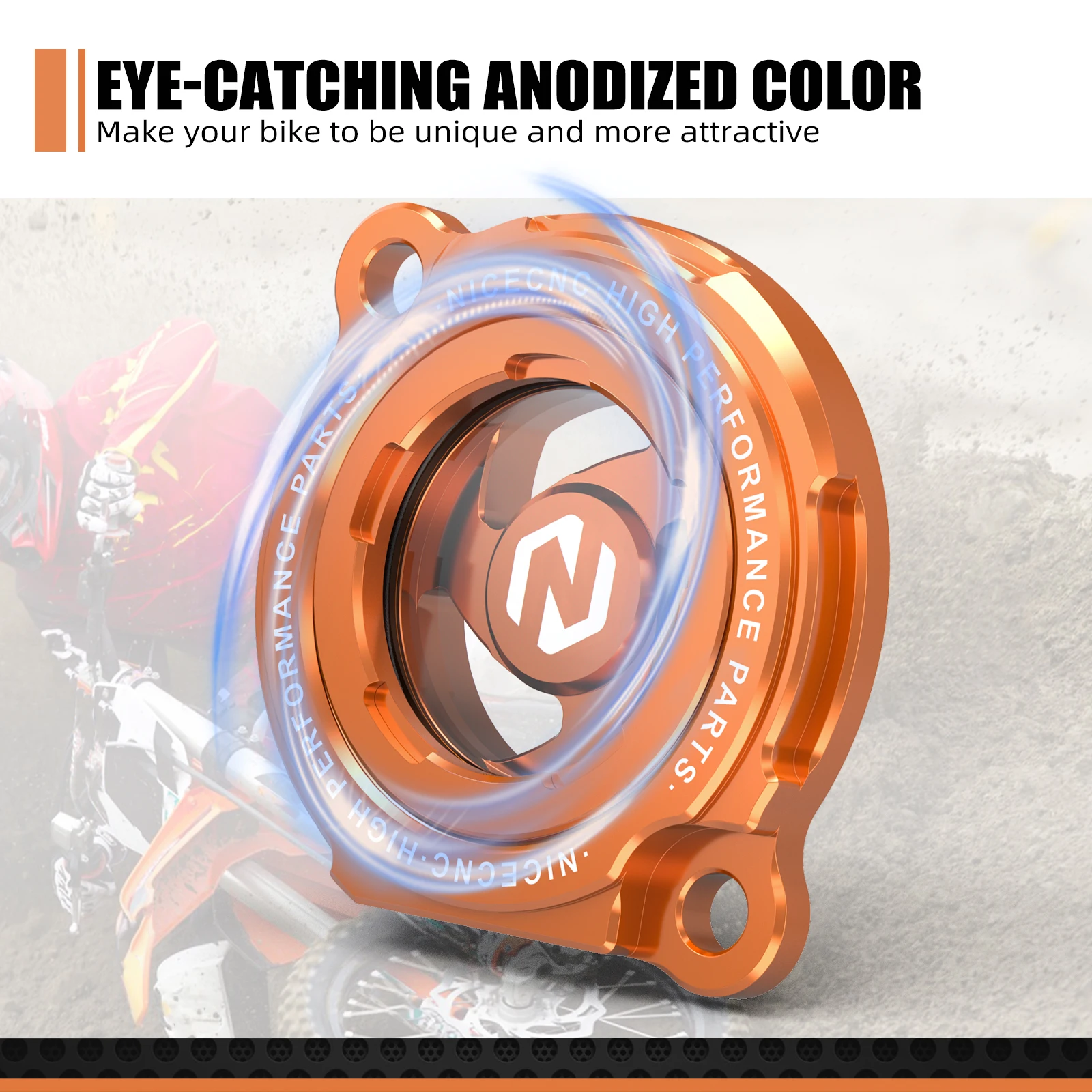 NICECNC Ölfilter-Abdeckkappe für KTM EXC 250 SXF 250 SMR 450 990 Adventure Super Duke Supermoto T 950 Adventure S Super Enduro R – Detail 3