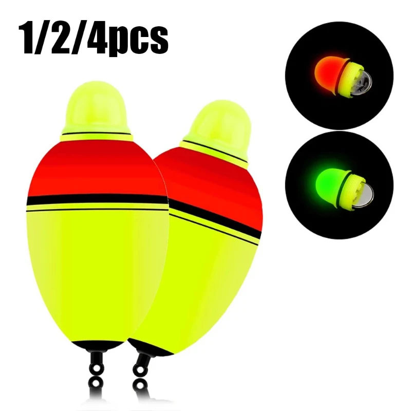 1/2/4pcs Electric Night Fishing Float Smooth Glued Surface 80g 100g Glowing EVA Light For Sea Surf Fishing Green Red Luminous