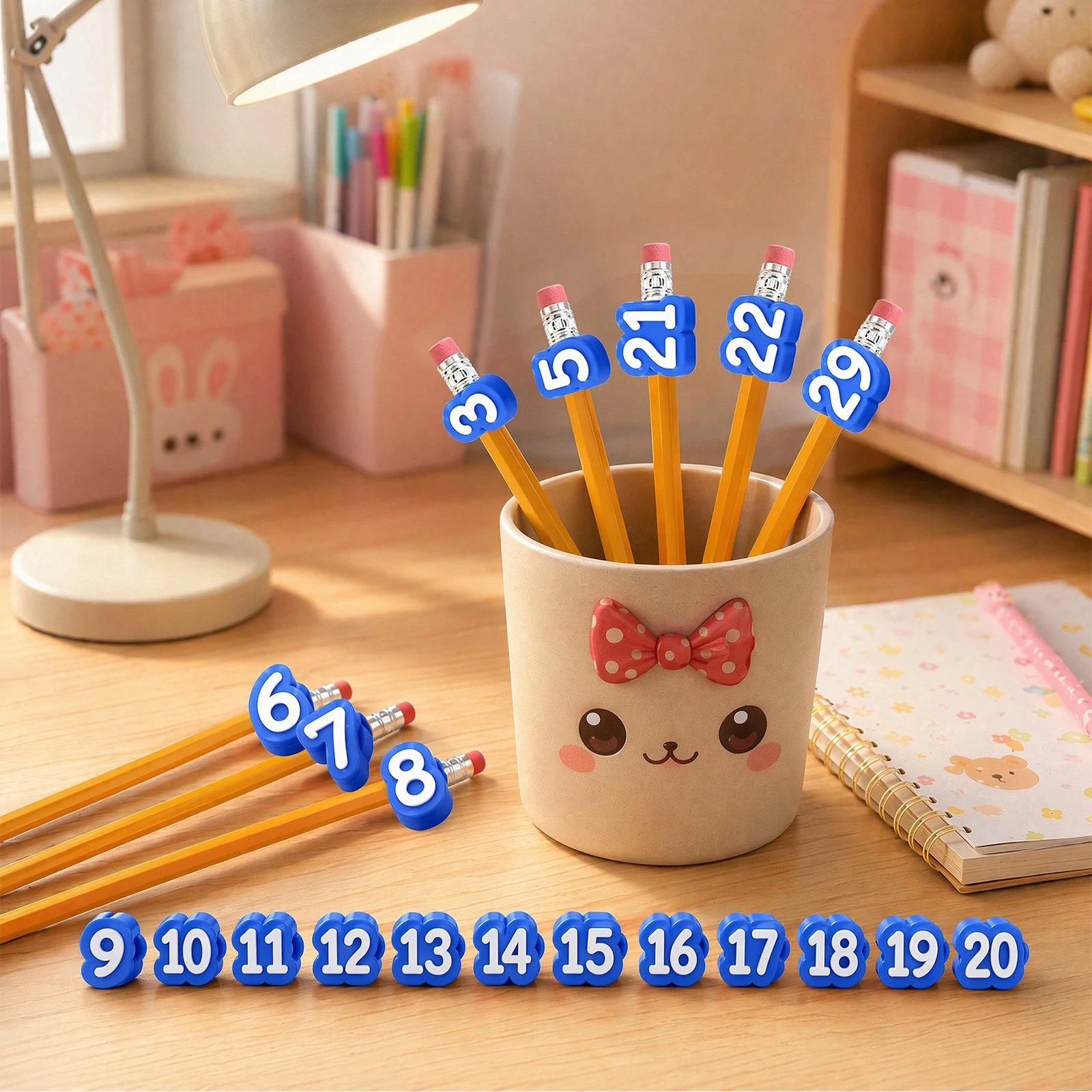  Etichette Numerate Fai-da-Te per Matite, Numeri da 1 a 20/30/50, Riutilizzabili per Aula, Etichette per Matite per Insegnanti, Accessori per Scrivania di Scuola e Ufficio