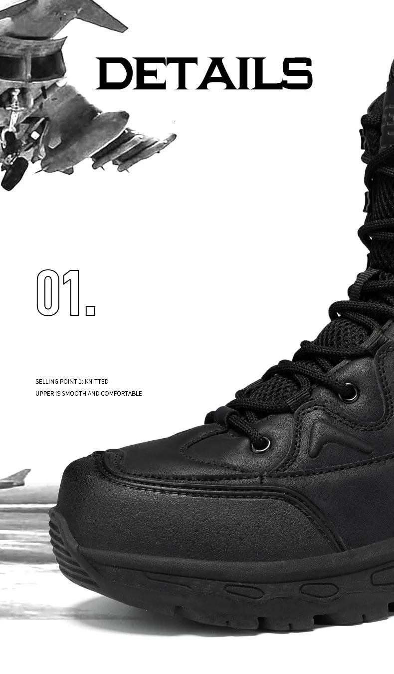 Description Picture 3 of itemMen Boots Special Force Desert Combat Tactical Boots Outdoor Hiking Shoes Ankle Work Safty Sneakers