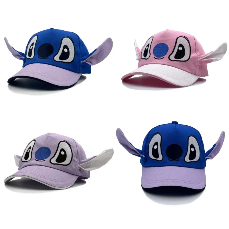 Детская кепка Kawaii Disney Stitch, мультяшная новая Кепка с трехмерными ушками из аниме, бейсболка с вышивкой, летняя солнцезащитная Кепка