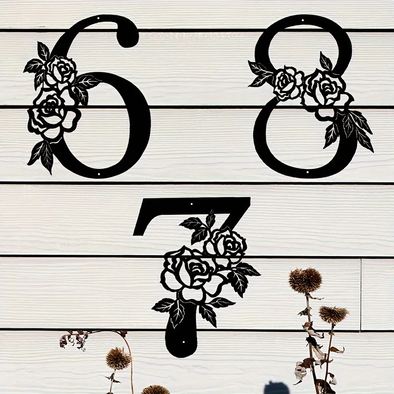 

1pc Metal Flower House Number for Enhanced Curb Appeal - Perfect for Doors, Mailbox & Outdoor Décor