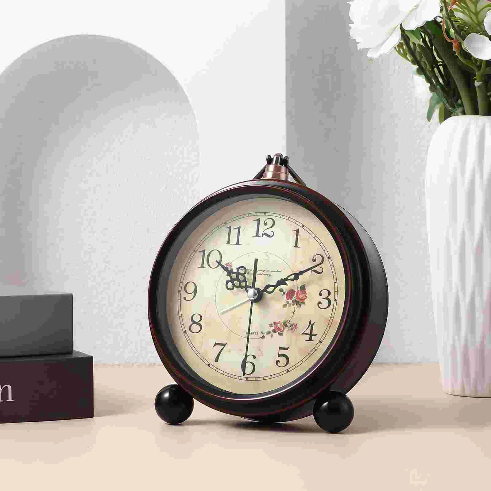 

Table Clock for Office Vintage Decor Nordic Living Room Small Bedroom Silent Alarm Desk