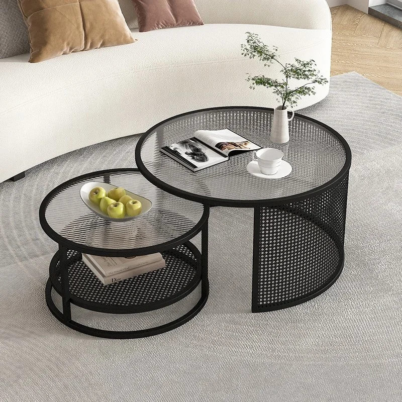 

Металлические круглые журнальные столики для гостиной, скандинавский минималистический прозрачный боковой столик, черный современный журнальный столик, мебель для дома