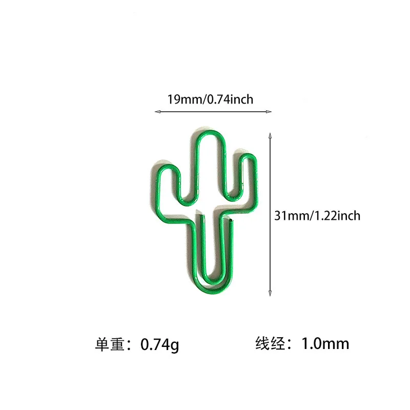 10-100pcs 녹색 선인장 종이 클립 스크랩북 장식 바인더 클립 미니 금속 북마크 사무용 문구 핀 데스크 액세서리