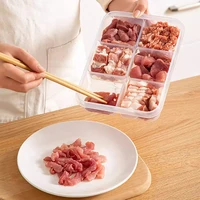 Boîte de rangement pour réfrigérateur à 6 compartiments, pour aliments, légumes et fruits, organisateur de réfrigérateur, panier de drainage, bac transparent pour viande, oignon, gingembre 6