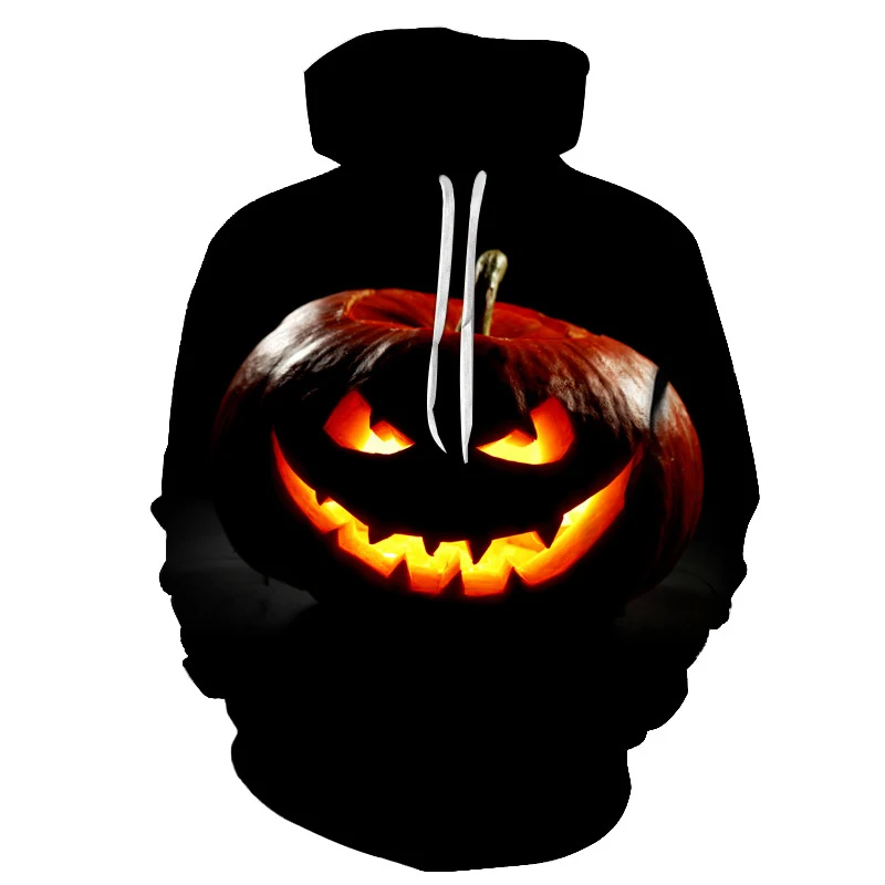 

New Halloween Jack-o-lantern Man Hooded Sweatshirts Fashion Trend Men's Clothing 3D Print Winter Long Sleeves Sportswear Top