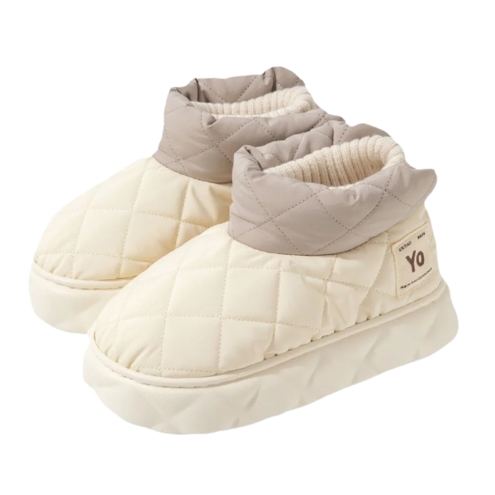 Men Women Shoes EVA Winter Snow Boots Non-slip Waterproof Down Cloth Shoes Foot Warmer Thickened Walking Slippers
