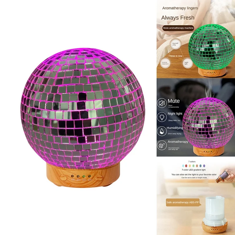 

Disco Ball Diffuser Rotatable With 7 Color Mood Light - Disco Ball Decor Multi-Purpose Disco Diffuser Durable Easy To Use