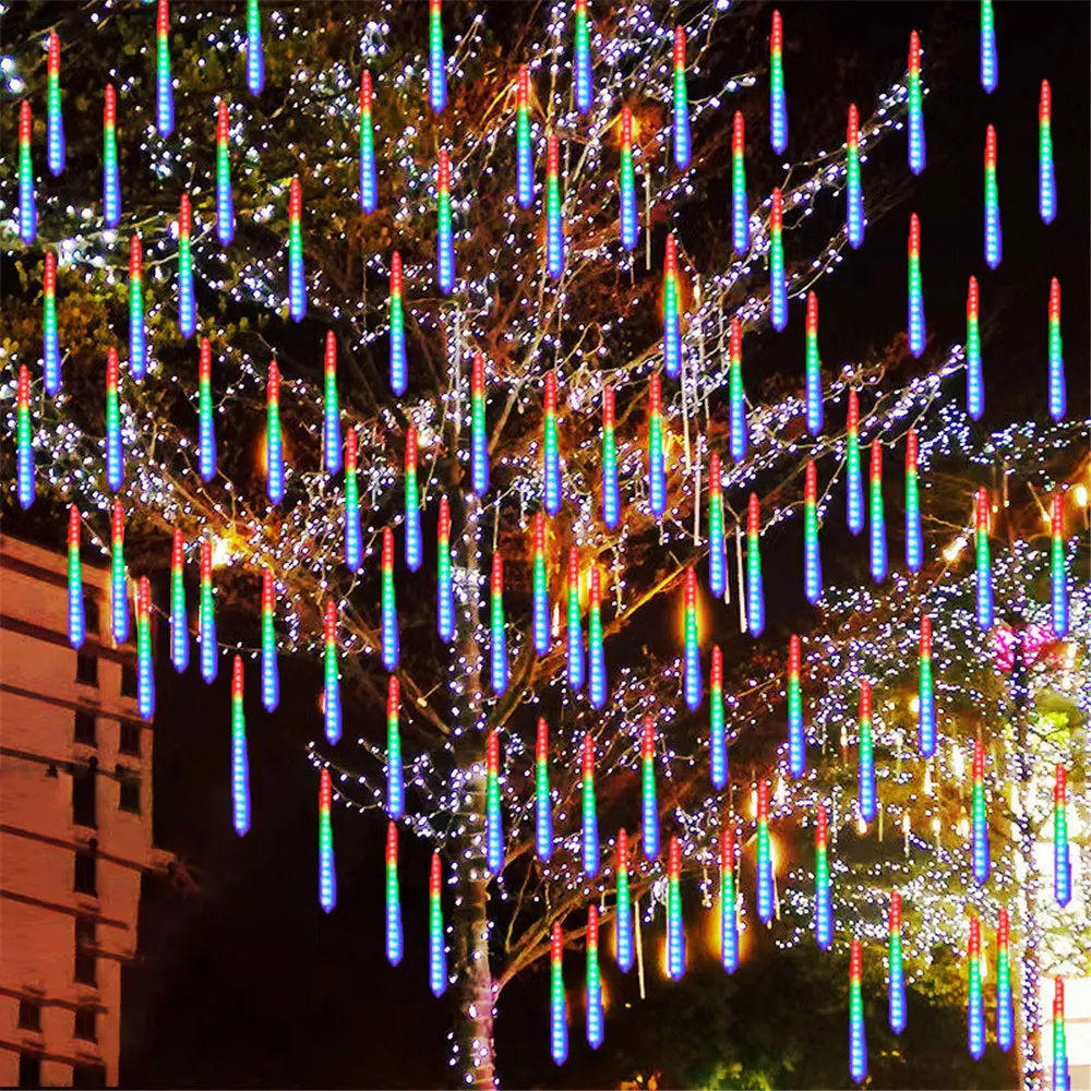 Navidad 2025 enchufe de la UE luces LED de lluvia de meteoritos caída de lluvia guirnalda de luces de hadas para decoración de Patio de fiesta de vacaciones - Imagen 3