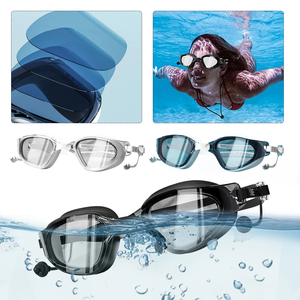 Anti-Fog Swimming Goggles No Leaking Swimming Glasses Wide View Swim Glasses Adjustable for Men Women Youth Teen