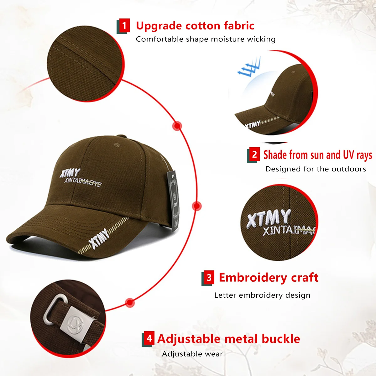 Four Seasons Men's Baseball Cap Casual Wash Embroidered Cap Curved Brim Bowler Sun Hat Official Website